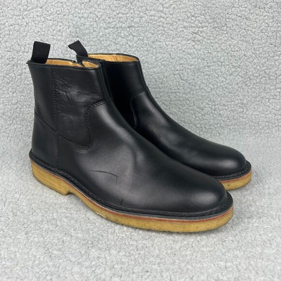 A.P.C. Boots Mens 8 / EU 41 Shoes Black Leather Crepe Sole Chelsea Ankle Zip APC - Picture 1 of 13